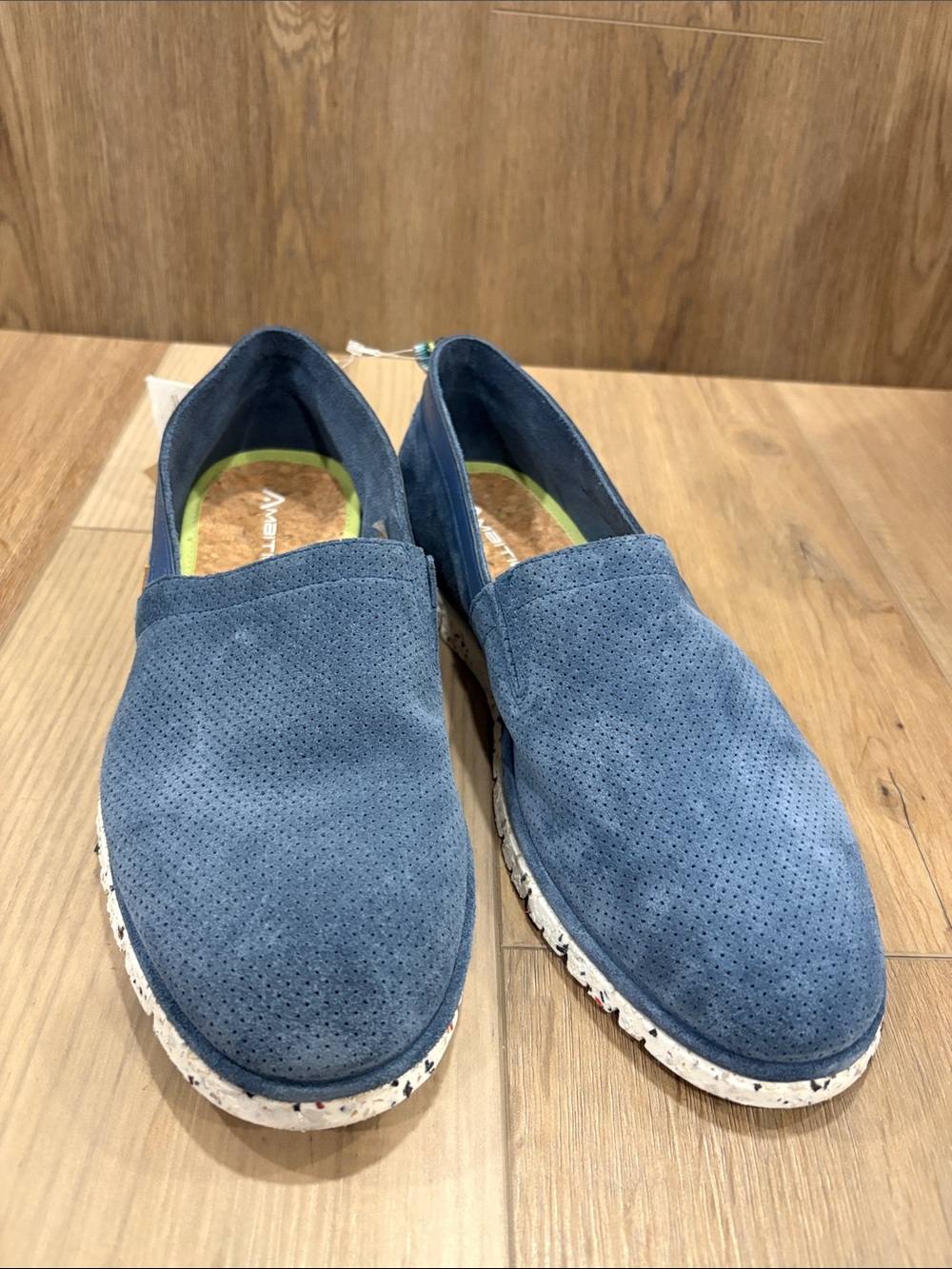 Ambitious Haven Blue Suede Perforated Slip-On Loafers - Men size 43 Sustainable